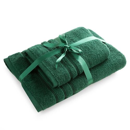 Bavlnená sada 2 huňatých uterákov Loca - zelená, gramáž 480 g/m2